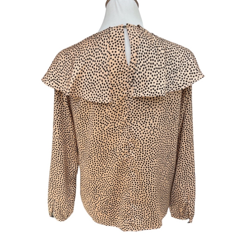 Zara Basic Double Frill Polka Dot Silk Effect Blo… - image 2